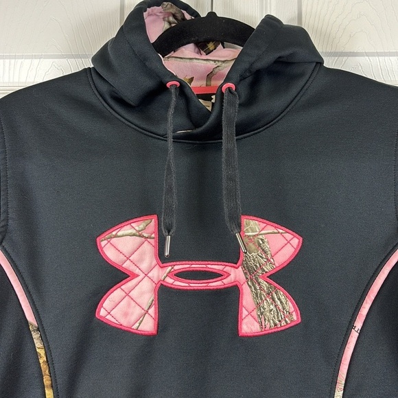 Under Armour storm black cold gear hoodie pink camo sz sm - Picture 2 of 6